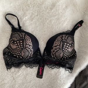 BRAND NEW La Senza bra - Hello Sugar - 34A - Black lace & nude - plunge neckline